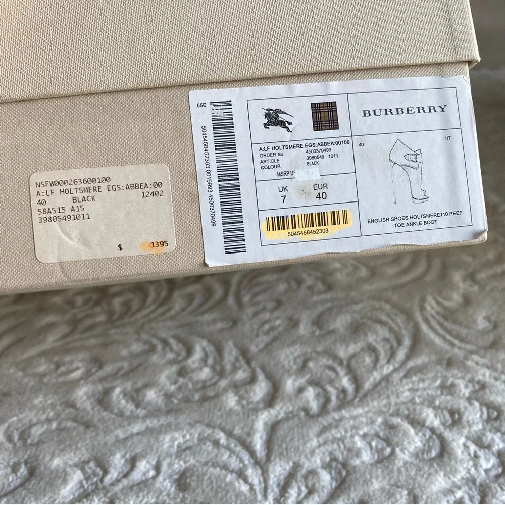 Burberry Leather Peep Toe Buckle Bootie - Picture 7 of 7